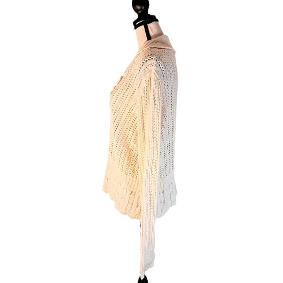 Vintage Notations Women’s XL Ivory Pointelle Knitted Button Cardigan Sweater - Picture 5 of 11